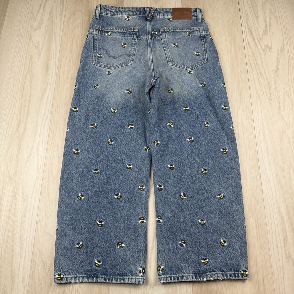 We The Free Jeans Ankle Bees Deep Trance Embroidered Dropped Boyfriend Button 29 - Picture 14 of 15